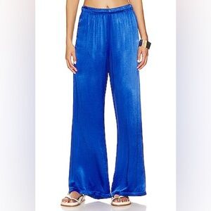 Revolve Michael Lauren Blue Silk Theoden Wide Leg Pant in UltraMarine XS